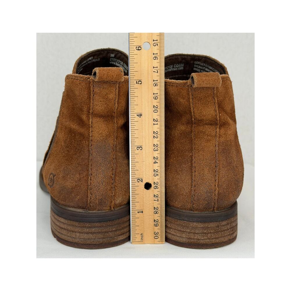 Born Laney Rust Tobacco Distressed Suede Leather Chelsea Ankle Boots 8M - Picture 6 of 12